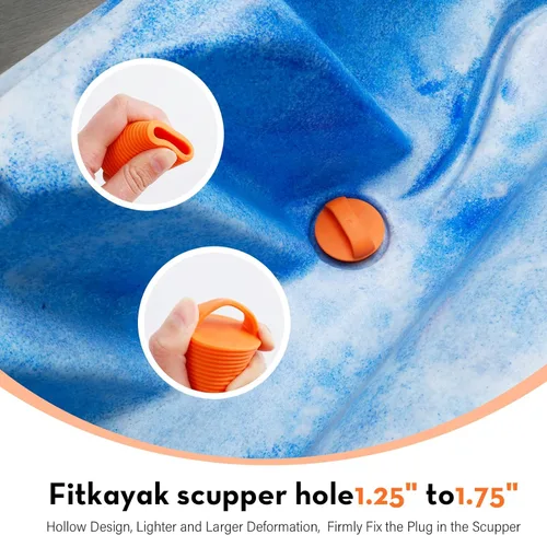 Miniatura 3 de 12 piezas Kayak Scupper Plug Kit TPE Scupper Tapones Agujeros de drenaje Tapón Bung con mango coral-12 piezas-l