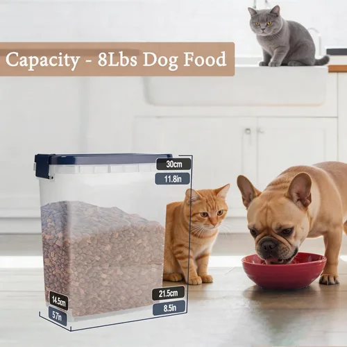 Miniatura 4 de Contenedor de almacenamiento de comida para gatos de 5 a 10 libras con cuchara, recipiente hermético para alimentos para perros, gatos, semillas