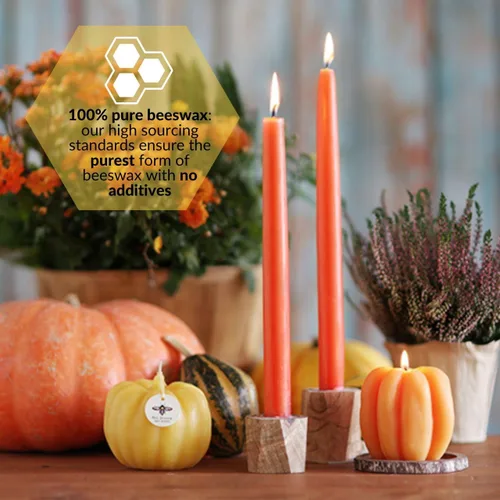 Miniatura 3 de Big Dipper Wax Works Velas de calabaza, velas cónicas de cera de abeja sumergidas a mano, 12 horas de combustión larga, vela de cera de abeja pura