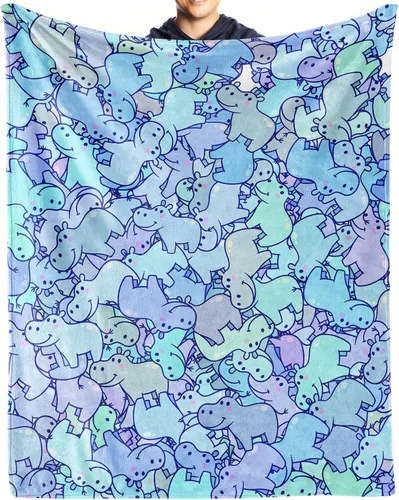 Miniatura 12 de Regalos de manta de hipopótamo, 76x102 cm Manta de hipopótamo suave de franela, regalos cálidos y ligeros de hipopótamo para niñas y niños