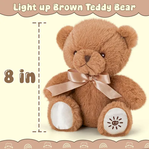 Miniatura 2 de BSTAOFY Oso de peluche con luz marrón, oso de peluche brillante, juguete de peluche suave para niñas y niños, regalos de cumpleaños, 8 pulgadas