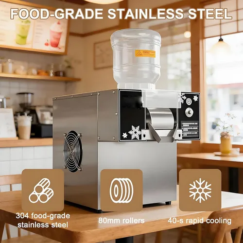 Miniatura 4 de Commercial Snowflake Ice Machine Shaved Ice Machine With Rapid Cooling Adjustable Speed Ice Cream Maker, Food-Grade Stainless Steel