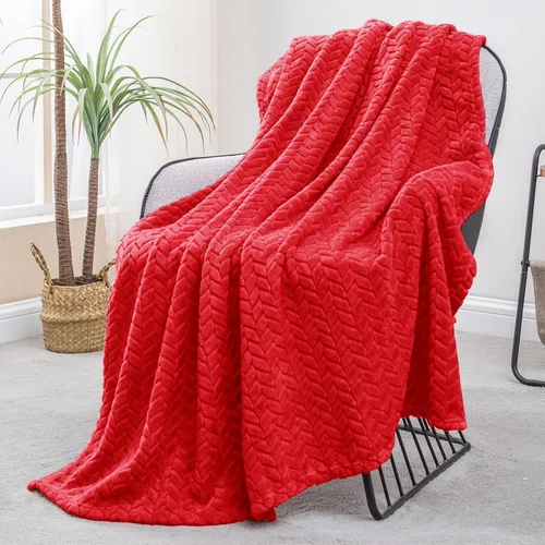 Miniatura 48 de Exclusivo Mezcla - Manta de tamaño king de vellón, color rojo, para cama, 90 x 104 pulgadas, suave, acogedora, en 3D, de franela, en jacquard