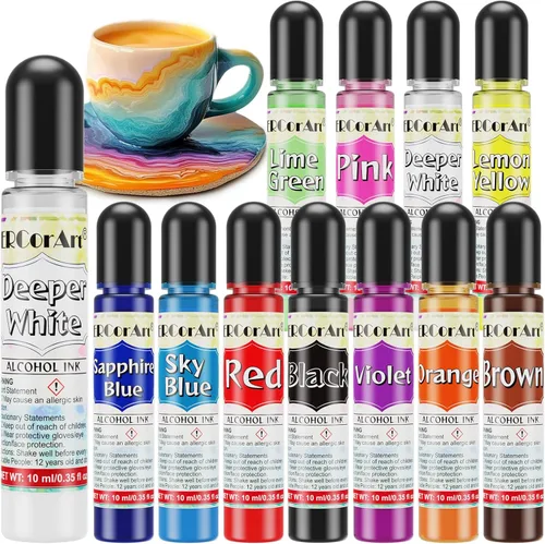 Tinta de alcohol – 12 tintas de alcohol de colores vibrantes para resina, pigmento de color de resina altamente concentrada de secado rápido para