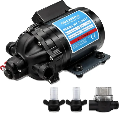 Miniatura 9 de Bomba de agua RV de 12 V CC, 3.0 GPM, bomba de diafragma de 45 PSI autocebante bajo demanda interruptor de presión integrado para barco, marina