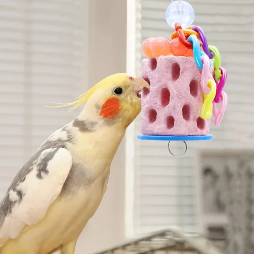 Miniatura 3 de Wontee Pico de pájaro molienda periquito golosinas aves calcio masticar juguete para periquitos periquitos cacatúa conure hámster (color aleatorio)
