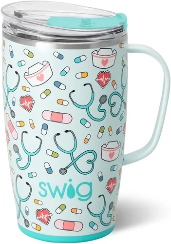 Miniatura 63 de Swig Life Taza de Viaje de 18 oz, Vaso Aislante con Asa y Tapa, Taza de Café de Viaje, Compatible con Portavasos, Acero Inoxidable, Vaso de 18 oz