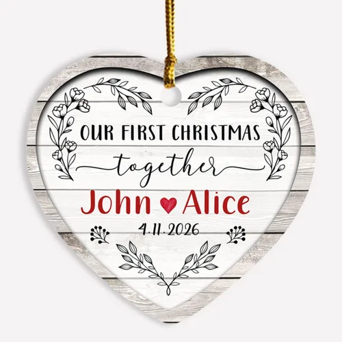 Miniatura 10 de Adorno de decoración de pareja juntos Navidad 2025, Adorno personalizado de nuestra primera Navidad juntos, regalo para citas, aniversario, pareja