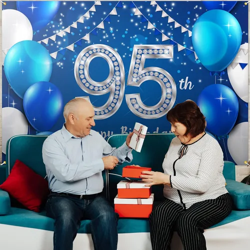 Miniatura 6 de HAMIGAR Fondo de pancarta de feliz cumpleaños 95 de 6 x 4 pies, decoraciones de cumpleaños de 95 años, suministros de fiesta para mujeres y hombres