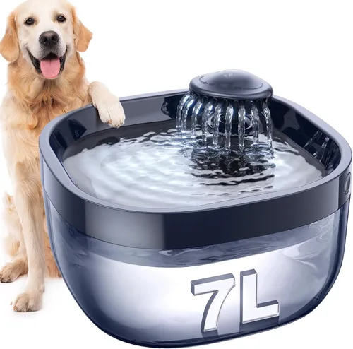 Miniatura 11 de Fuente de agua de 7L/1.8Gal para perros grandes, dispensador de tazón de agua para perros FEELNEEDY, fuente de agua para mascotas con bomba ultra