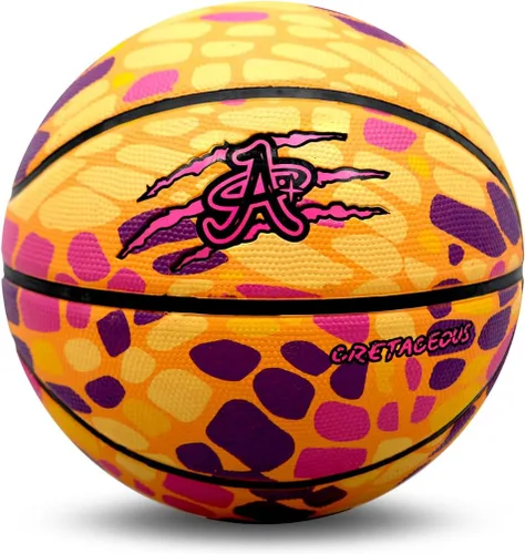 Miniatura 5 de Balón de baloncesto oficial A Plus, hombres/mujeres/jóvenes/niños pequeños. Tema de dinasaur de goma de rebote alto. Mini, talla 5, talla 6 y talla 7