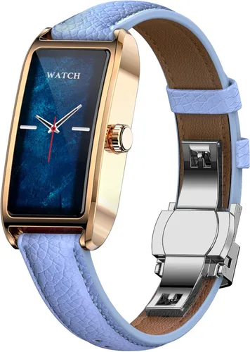 Miniatura 10 de Amoled Laies - Reloj inteligente para mujer, reloj inteligente con correa de piel, monitor de ritmo cardíaco, estrés, sueño, 12 modos deportivos