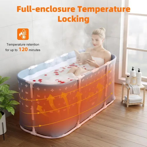 Miniatura 4 de Bañera portátil sin instalación, bañera plegable de 45 pulgadas para adultos, bañera de spa caliente separada para cabina de ducha, bañera plegable