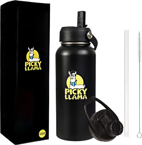 Miniatura 8 de Botella de agua de acero inoxidable aislada al vacío (Llama Kids Blue, 12 oz)