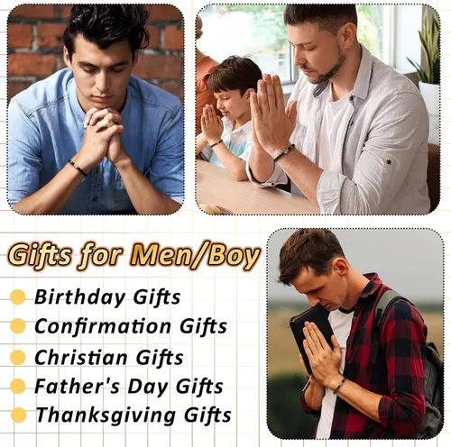 Miniatura 6 de Cunno Juego de 12 Pulseras de Cruz Cristiana al Por Mayor, Pulseras de Cuentas de Cruz Religiosa para Mujeres y Hombres, 12 Cosas de Cuentas