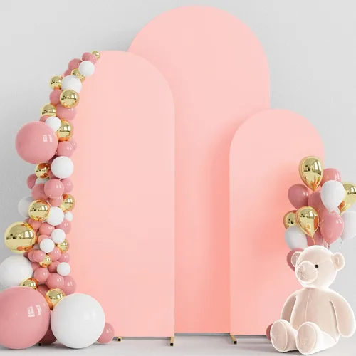 Miniatura 16 de Wokceer Juego de 3 fundas de arco de boda de elastano ajustadas para arco de boda para parte superior redonda, soporte de arco de Chiara para Beige