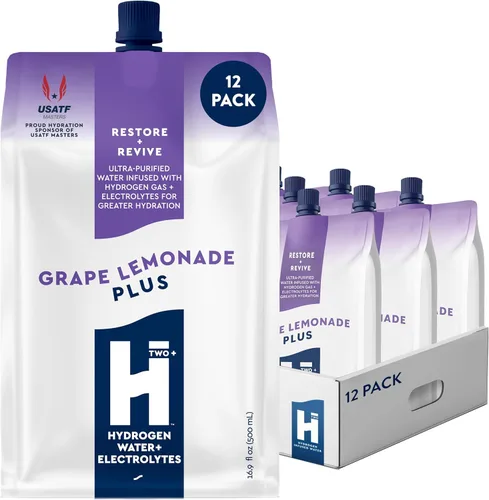 Miniatura 13 de HTWO Plus Agua de hidrógeno molecular con electrolitos, sabor a limonada de uva, paquetes de hidratación sin azúcar, paquete de 6 unidades de 16.9