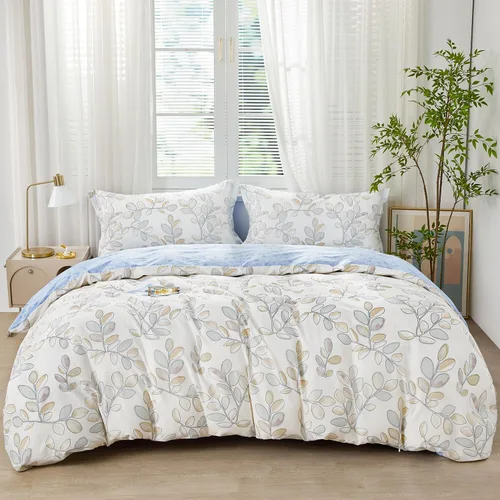 Miniatura 12 de SAPHREAS Juego de Funda de Edredón de Flores Rosas 2 piezas Algodón Estilo Jardín Campanilla Floral Ropa de Cama Juego de Funda de Edredón 100%