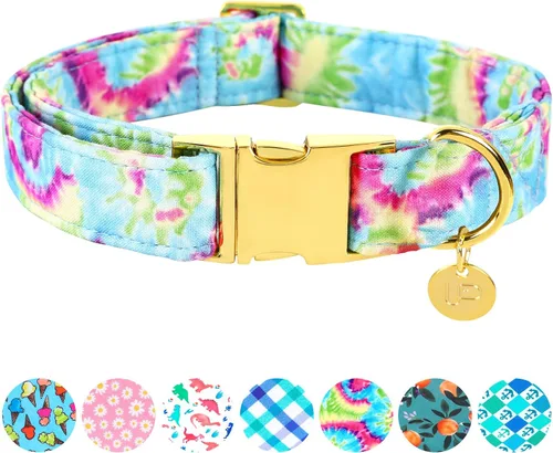 Miniatura 41 de Collar de perro de algodón de dinosaurio con hebilla de metal, collar de regalo para niñas o niños pequeños, medianos y grandes, lindos collares