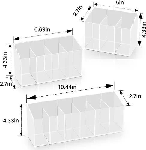 Miniatura 5 de Organizador de maquillaje acrílico de 6 compartimentos, 2 piezas, soporte de plástico transparente para brochas de maquillaje, solución perfecta