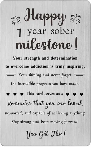 Miniatura 8 de TGCNQ Regalos de sobriedad de 1 mes - Regalos de recuperación para mujeres y hombres - Tarjeta de metal de aniversario sobrio de 30 días