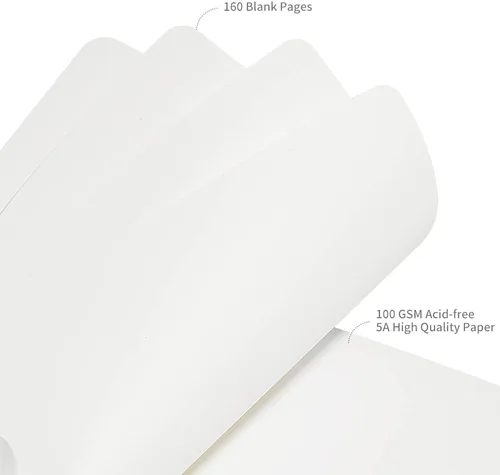 Miniatura 3 de JOYEUX - Libreta en blanco tipo diario, A5, 160 páginas, libros de bocetos gruesos de 100 Gsm, diario de tapa dura para escribir, 5.7 x 8 pulgadas
