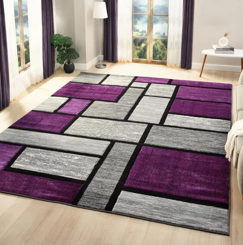 Miniatura 12 de Alfombra moderna de 5 x 7 con geometría de arena para sala de estar, comedor y dormitorio, alfombra de pasillo tallada a mano, poliéster duradero