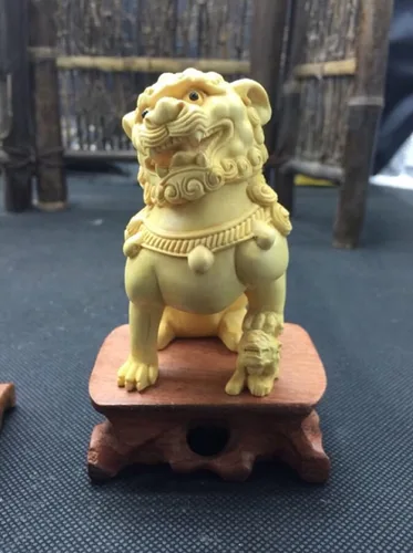 Miniatura 8 de Feng Shui - Par de estatuas de perros Fu Foo, adornos de estatua de Kylin de madera maciza, protección de energía malvada, estatua de Pixiu/Piyao