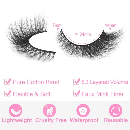 Miniatura 4 de Pestañas Postizas de Aspecto Natural Pestañas de Visón Sintético Wispy Pestañas de Ojo de Zorro que Parecen Extensiones Pestañas de Visón 3D