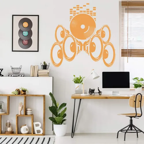 Miniatura 8 de Adhesivo de vinilo de pared para altavoces de música, diseño de radio, impermeable, extraíble, para grabación, mural de casa de grabación de audio