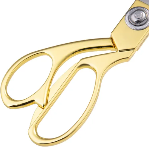 Miniatura 7 de Tijeras de sastre profesionales resistentes, afiladas de acero inoxidable de 8 pulgadas, tijeras de modista doradas, tijeras de tela multiusos