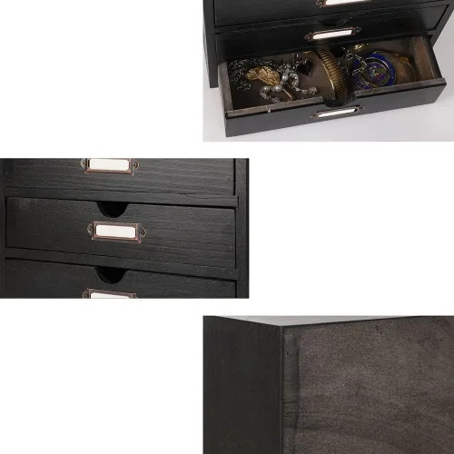 Miniatura 7 de Caja de Almacenamiento de Madera Organizador de Escritorio Rústico con 4 Cajones Accesorios de Escritorio de Oficina Estante Pequeños Contenedores