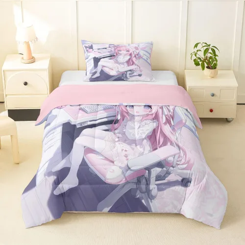 Miniatura 25 de Erosebridal Edredón de sirena azul para niñas, ropa de cama de unicornio lindo de 3 piezas para niños, juegos de ropa de cama y colecciones