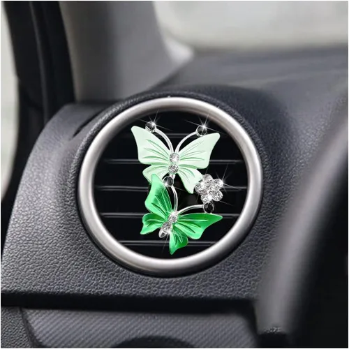 Miniatura 10 de 1 clip de ventilación para ambientadores de automóvil, clip de ventilación de automóvil con diamantes de imitación de mariposa doble, difusor de Rosa