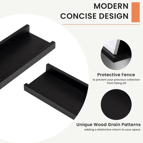 Miniatura 4 de FLYJOE Estante de repisa de fotos para pared, 24 pulgadas de madera de fresno maciza, estantes para libros de guardería, estantes flotantes