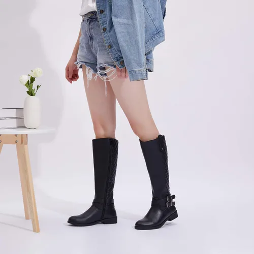Miniatura 2 de Vepose - Botas de equitación 49 para mujer, botas altas hasta la rodilla, botas de pantorrilla con hebilla