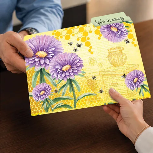 Miniatura 7 de Current Bee Friends - Paquete económico de carpetas de archivos, juego de 24 a granel, 6 bonitos diseños decorativos, pestañas de corte de 1/3