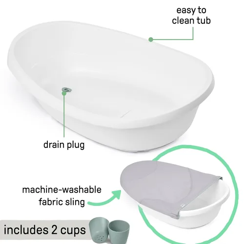 Miniatura 8 de Ingenuity Room to Soak - Bañera 4 en 1 para bebé, recién nacido a niño, eslinga ajustable de cobertura completa, asiento de apoyo, incluye 2 tazas