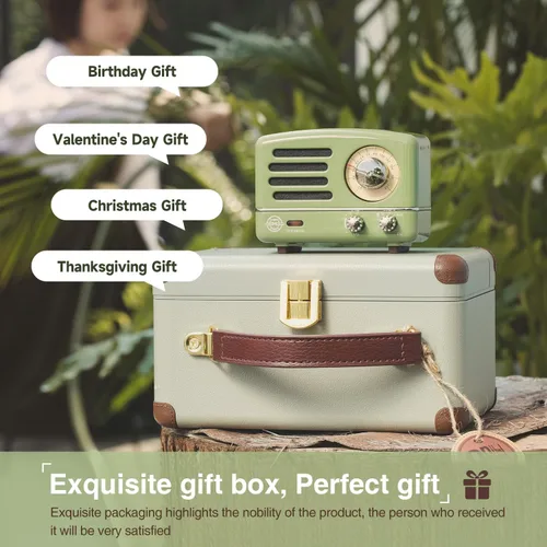 Miniatura 6 de Muzen Altavoz Bluetooth portátil, pequeño altavoz inalámbrico vintage de metal OTR, radio FM retro con antena AUX, audio estéreo de alta fidelidad