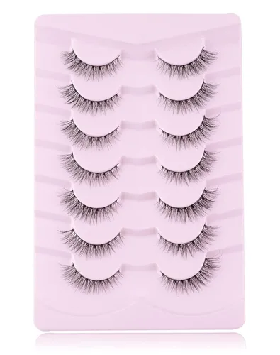 Miniatura 5 de Onlyall Pestañas naturales, pestañas postizas de aspecto natural, pestañas postizas suaves y esponjosas, 7 pares D1 natural (0.23-0.51 pulgadas)