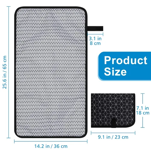Miniatura 6 de Accmor Cambiador de pañales portátil, tapete cambiador de bebé impermeable, plegable y portátil, cambiador de viaje para bebé, negro