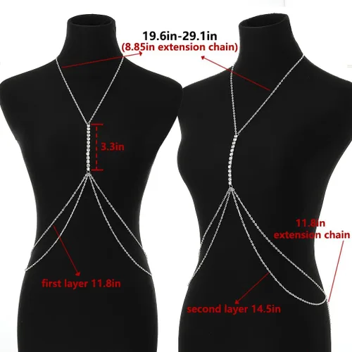 Miniatura 3 de Tgirls Layered Rhinestone Body Chain Sexy Gold Body Belly Chain Beach Body Jewelry Party for Women