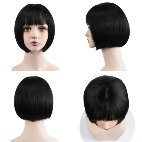 Miniatura 2 de REECHO peluca corta con flequillo, de cabello sintético, para cosplay, para mujeres