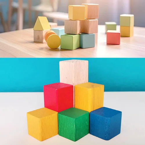 Miniatura 5 de MUXGOA Cubos de madera, paquete de 100 bloques de madera sin terminar para manualidades, bloques cuadrados de madera de 3/4 pulgadas