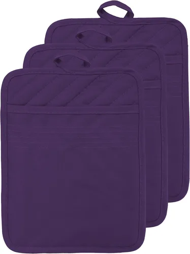Miniatura 21 de Soporte para olla de horno con bolsillo, de algodón, resistente al calor, para cocina, almohadilla caliente, guantes de horno para cocinar y Gris