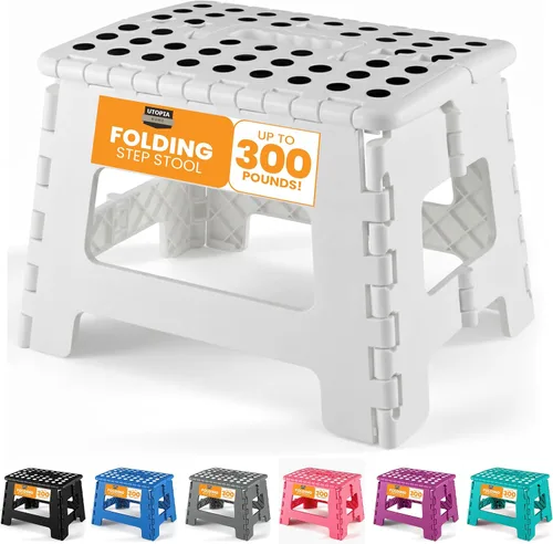 Miniatura 11 de Utopia Home - Taburete plegable, taburete de pie de 9 pulgadas de ancho, soporta hasta 300 libras, de plástico ligero para cocina, baño y sala