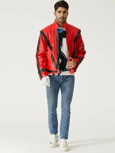 Miniatura 6 de Chaqueta de piel roja y negra para cosplay