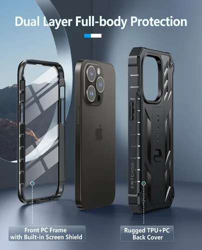 Miniatura 8 de FNTCASE Funda para iPhone 14-Pro: Fundas para iPhone 13 Pro Funda de protección de grado militar a prueba de caídas con soporte TPU resistente