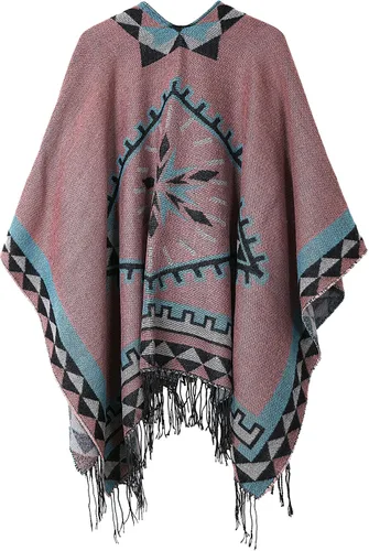 Miniatura 77 de Chales cálidos para mujer, cárdigan con frente abierto, estilo vintage, poncho