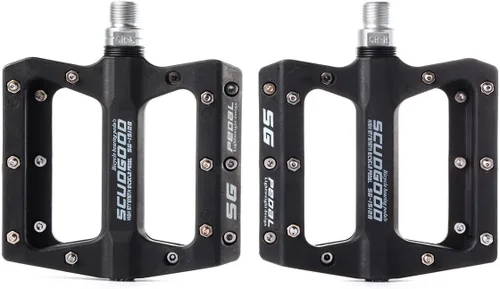 UPANBIKE Pedales de bicicleta 3 pedales de rodamiento sellados 9/16 "husillo de fibra de nailon (poliamida) plataforma plana para MTB Mountain Bike